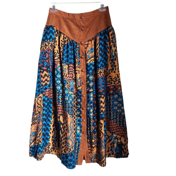 Vintage Southwestern Western Maxi skirt Women's 10 Modest Cottage Button Front - Picture 12 of 12